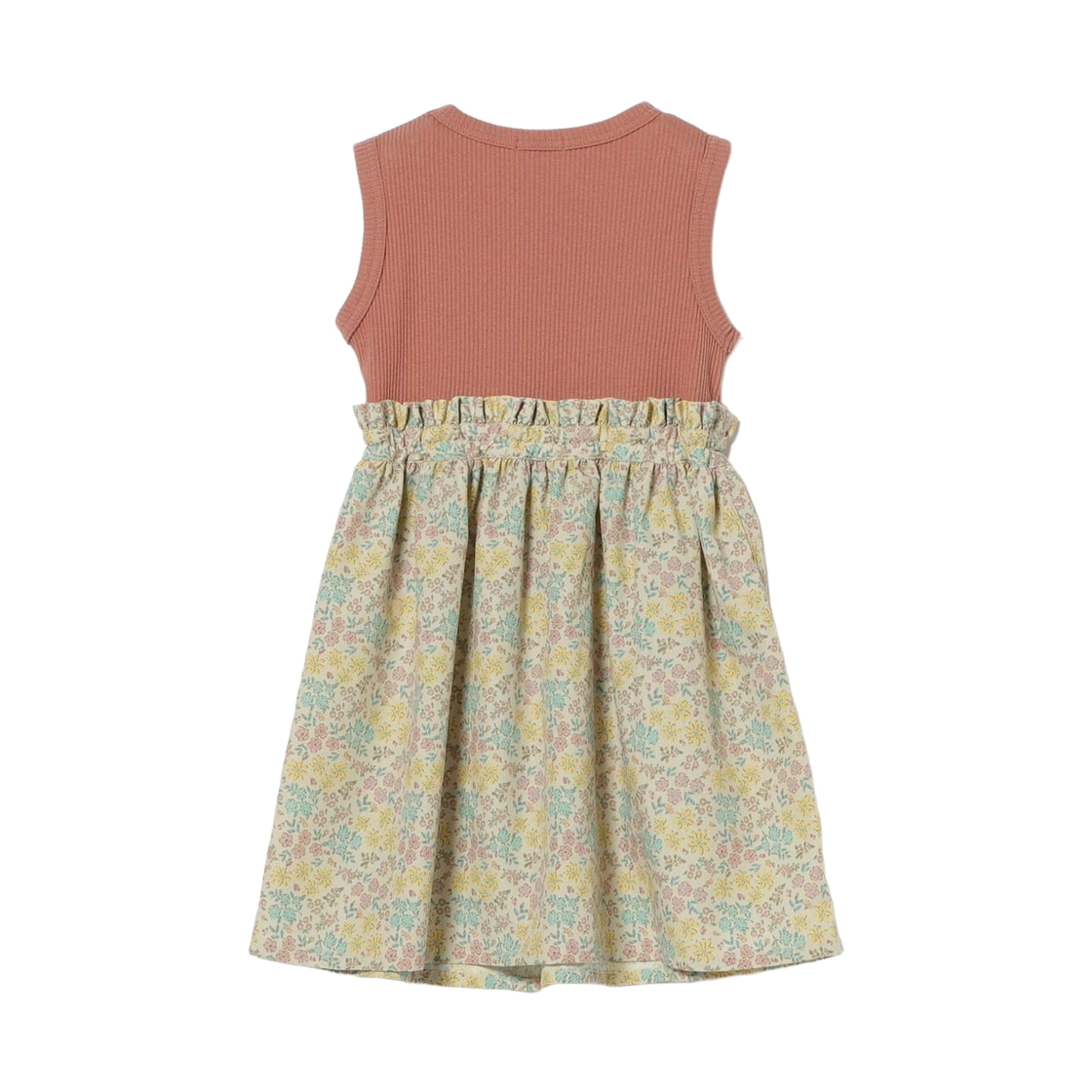 (키즈) 빔즈 미니 플라워 패턴 슬리브리스 드레스 애프리콧((Kids) Beams Mini Flower Pattern Sleeveless Dress Apricot) - 2