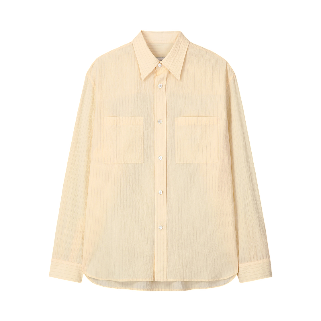 토니웩 핀스트라이프 코튼 블렌드 셔츠 페일 옐로우(Tonywack Pinstriped Cotton Blend Shirt Pale Yellow)