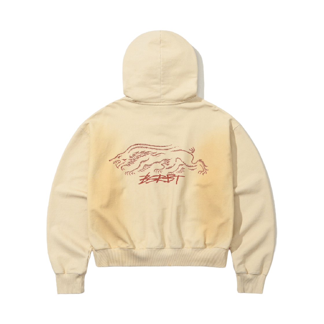 비에스래빗 오일 워시드 그래픽 집업 후디 아이보리(Bsrabbit Oil-Washed Graphic Zip-Up Hoodie Ivory) - 2