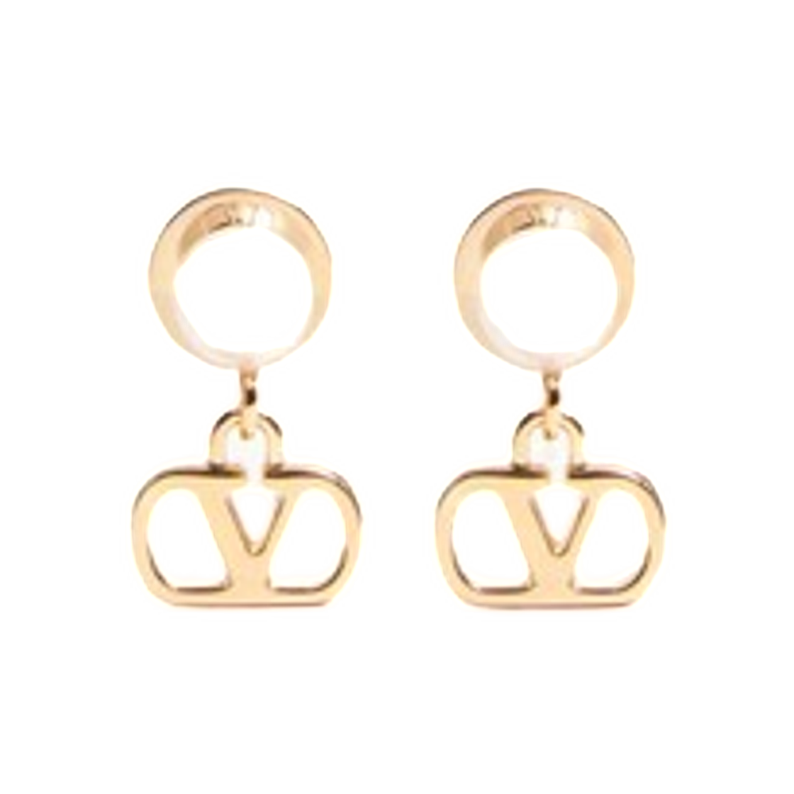 WJ0X81DHCR5G Valentino Vlogo Signature Metal and Pearl Earrings Gold Cream