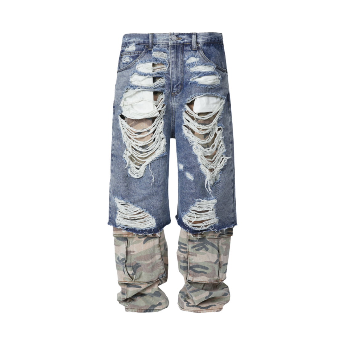 코너블레스 카모 레이어드 데님 팬츠 미드블루(CORNERBLESS Camo Layered Denim Pants Mid Blue)