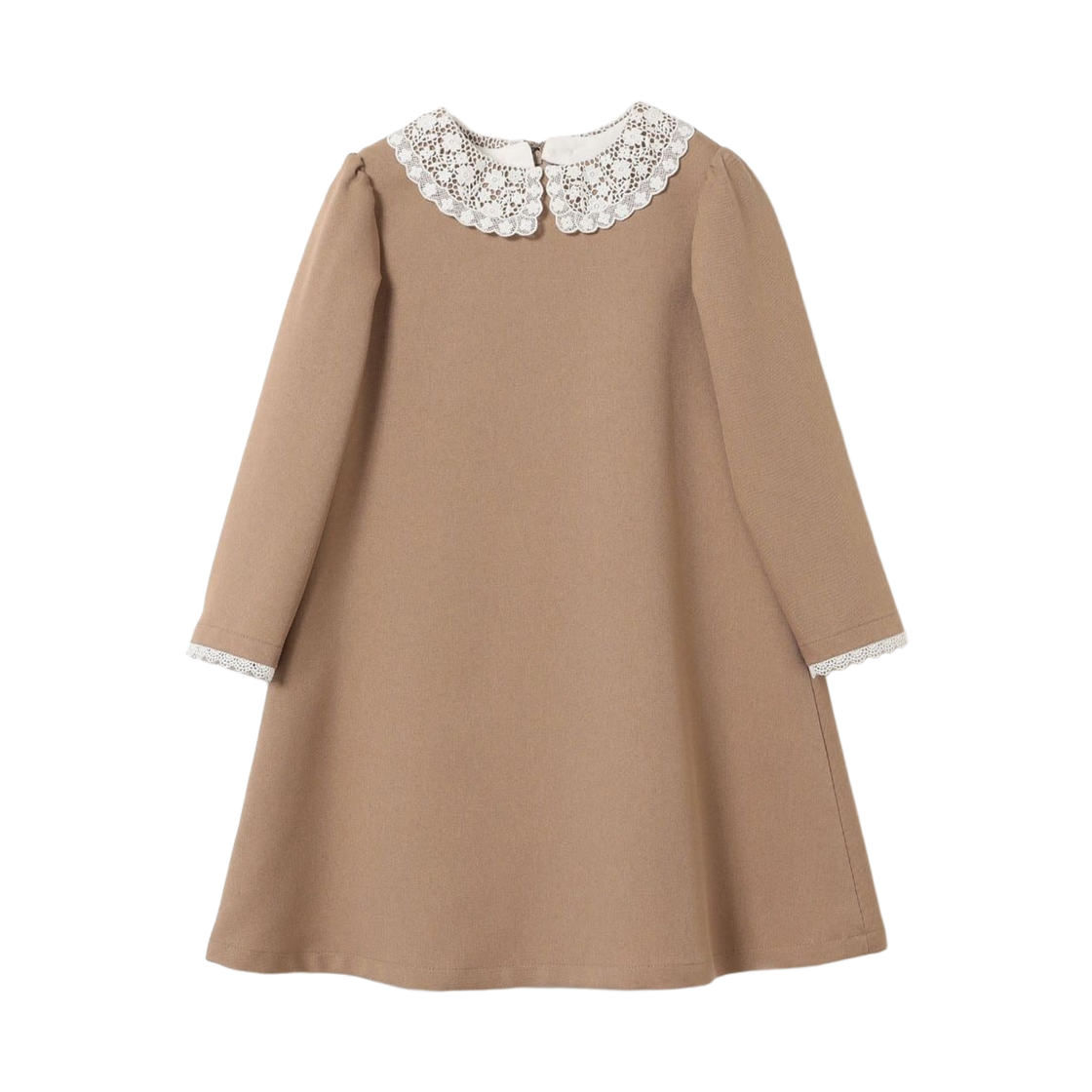 (키즈) 빔즈 미니 세레모니 레이스 칼라 드레스 베이지((Kids) Beams Mini Ceremony Lace Collar Dress Beige) - 1