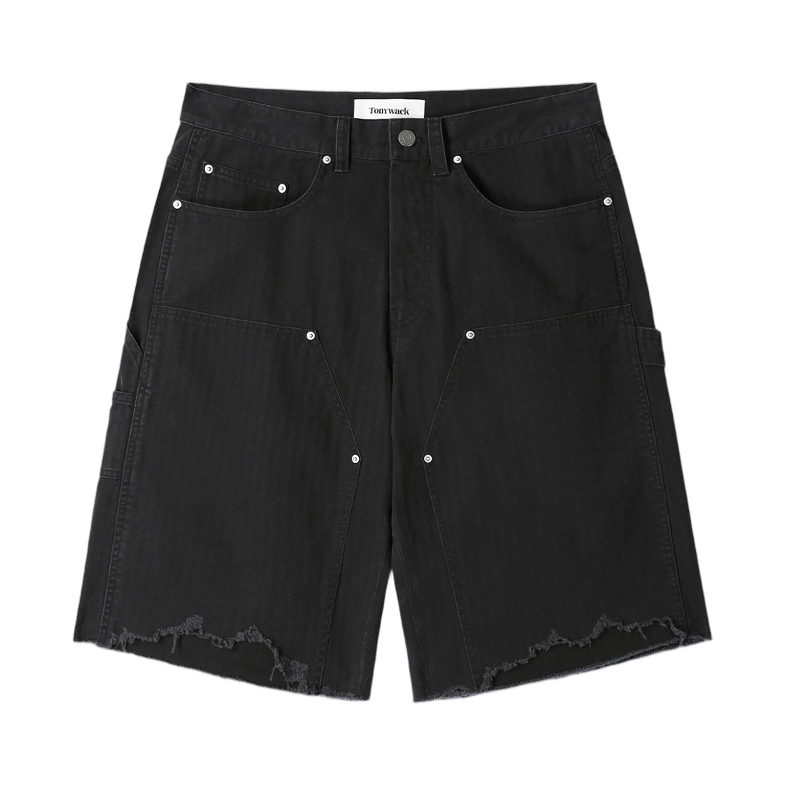 토니웩 핸드 디스트레스드 HBT 더블 니 쇼츠 페이디드 블랙(Tonywack Hand Distressed HBT Double Knee Shorts Faded Black)