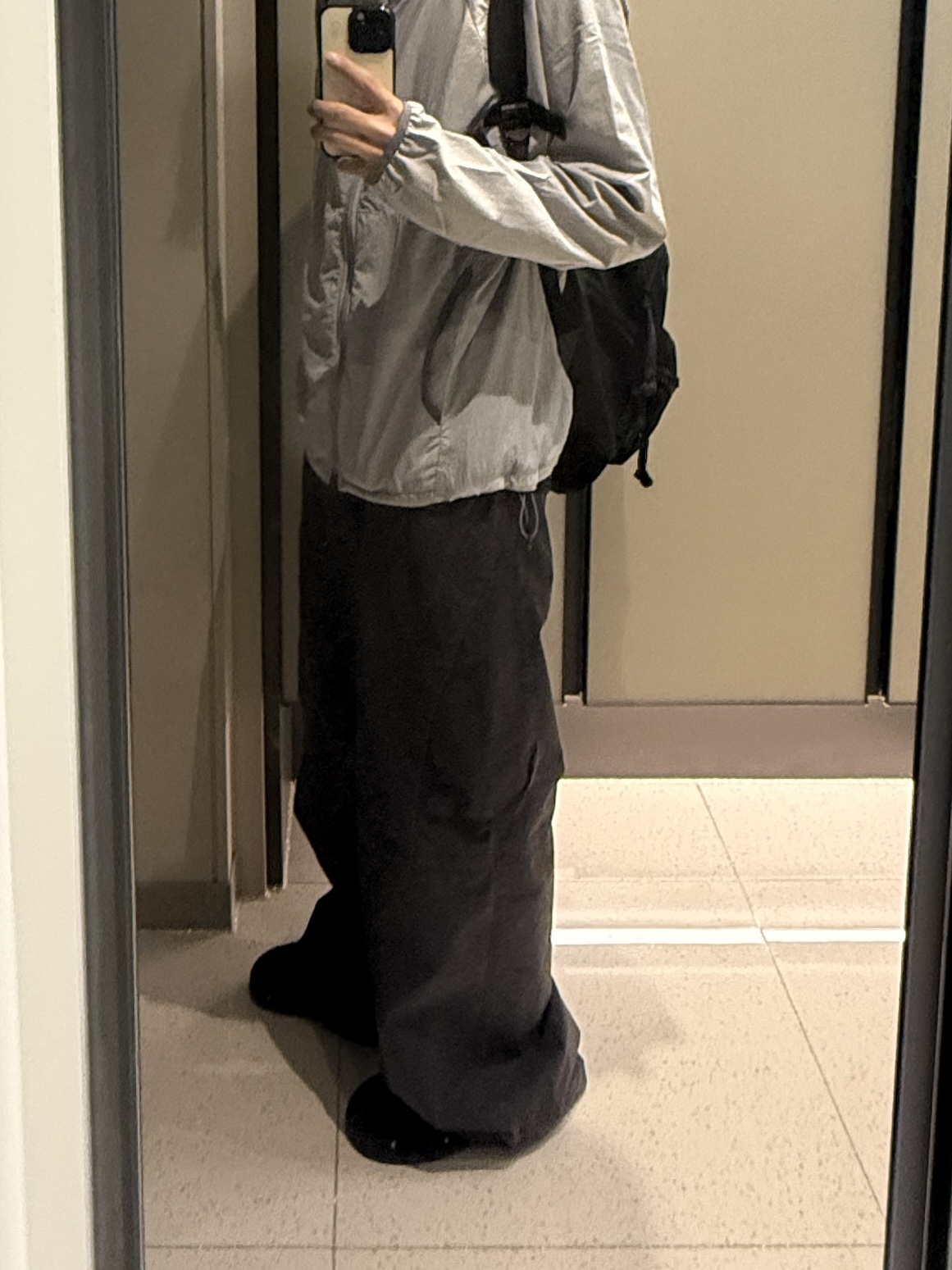 Polyteru Human Index Human Hooded Trail Jacket Light Blue, Polyteru Boarder Pants Dark Navy 착용 스타일