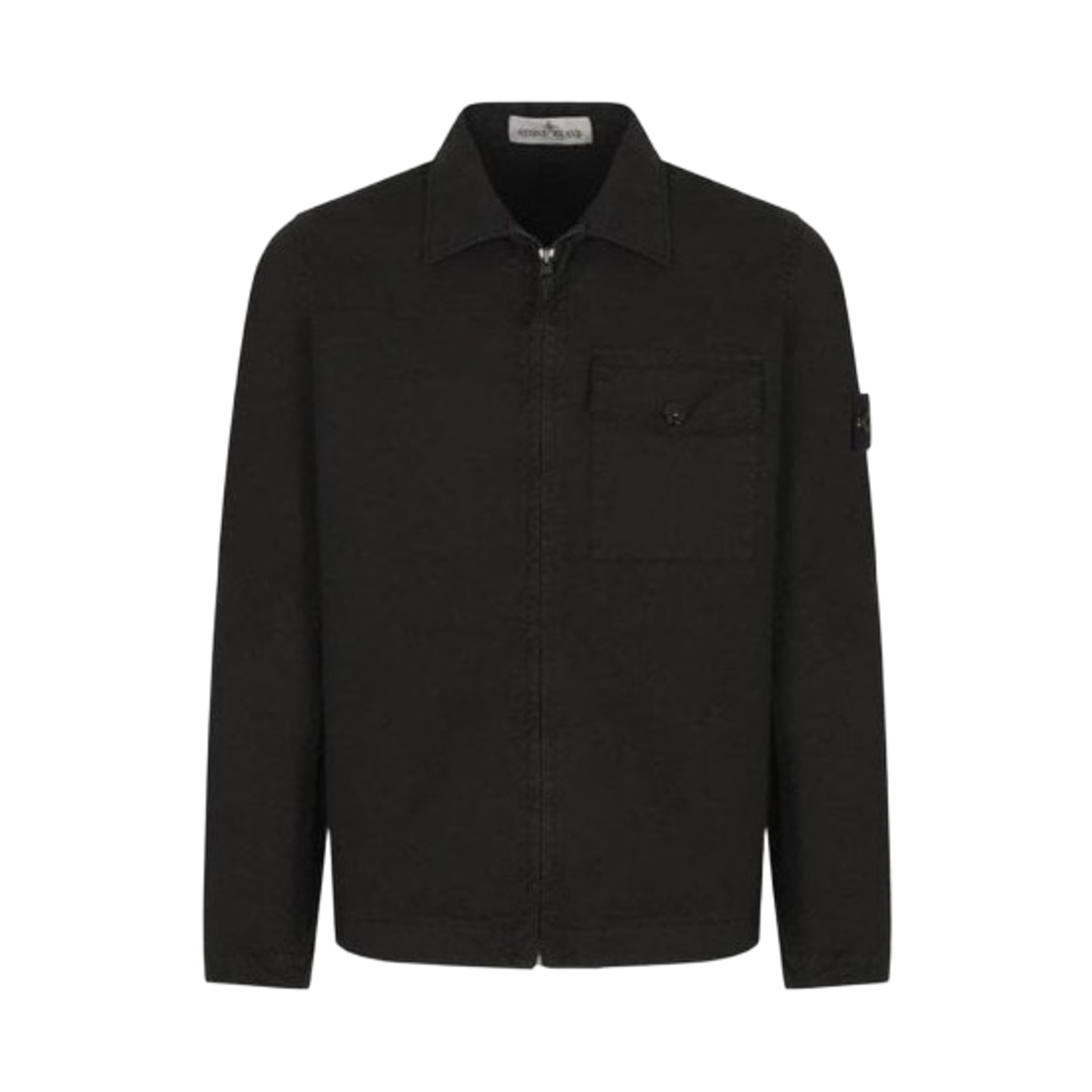 L1S1612000-01S0001-V0029 (Kids) Stone Island 1200001 Stretch Cotton Oversized-Fit Overshirt Black - 26SS