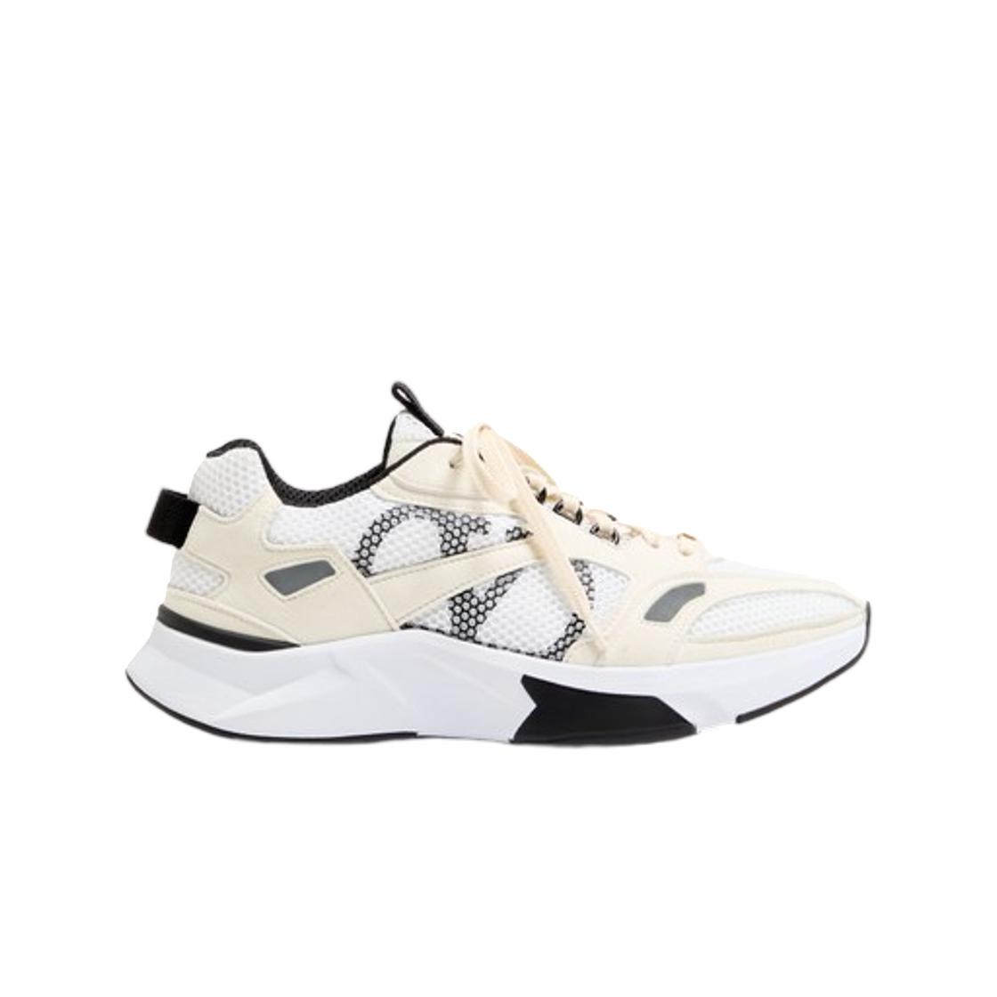 YS0N88QAP0QV Valentino Demivee Trainer in Mesh Fabric with Suede Inserts White Grey