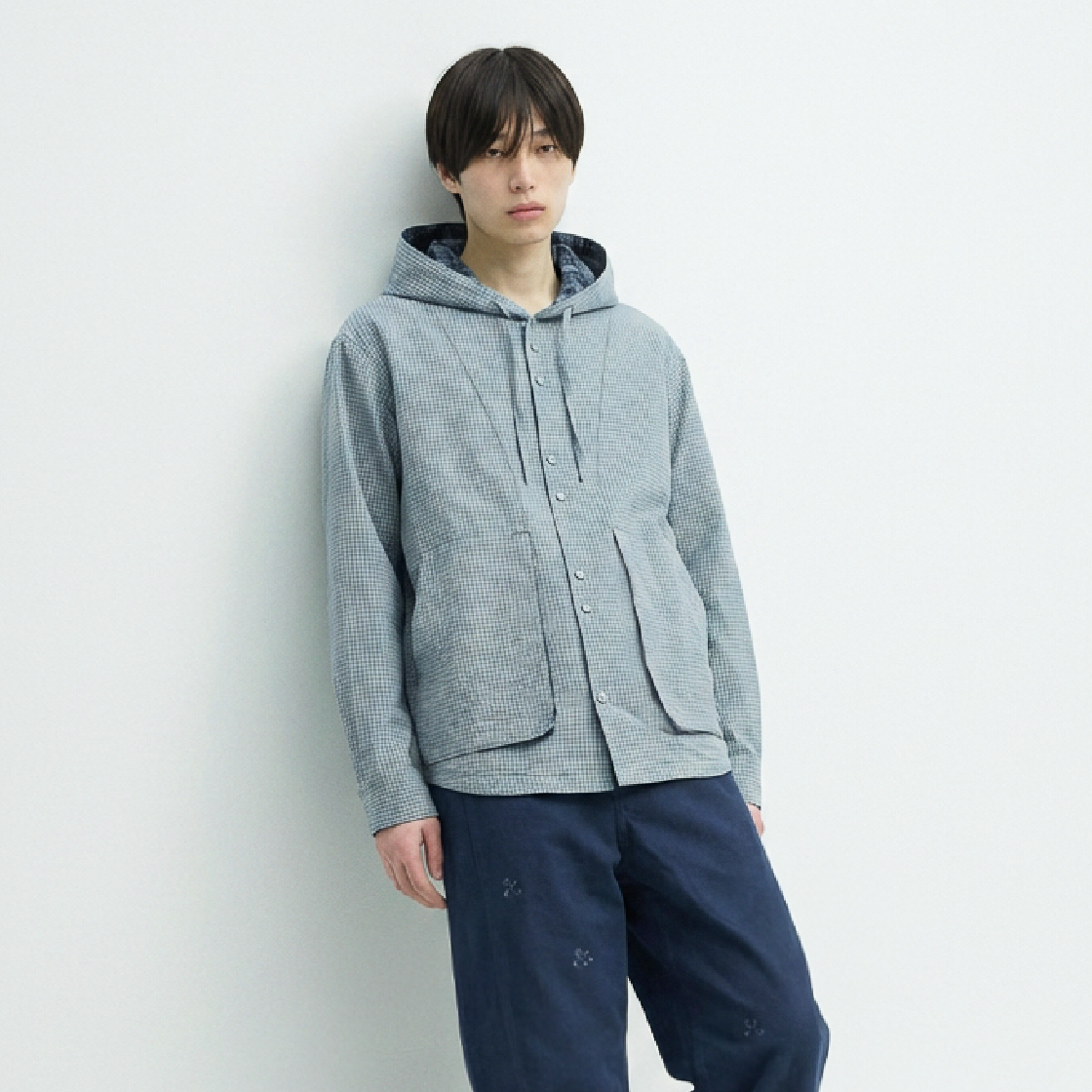 꼬떼 시어서커 체크 후디 셔츠 블루(COTTE Seersucker Check Hoodie Shirts Blue) - 3