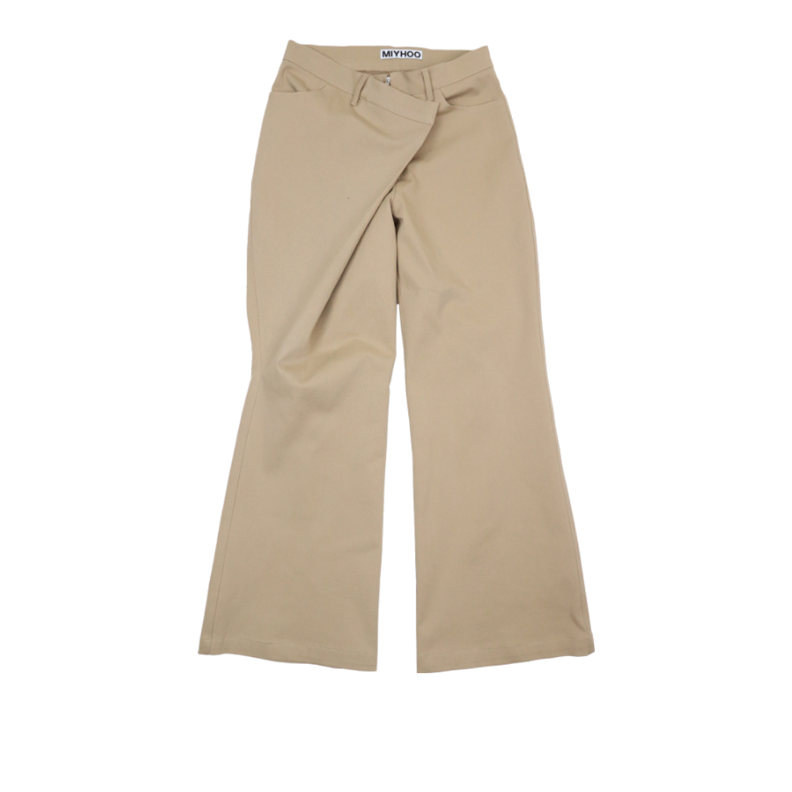 미와이후 사이드 랩 플레어 팬츠 베이지(Miyhoo Side Wrap Flare Pants Beige)