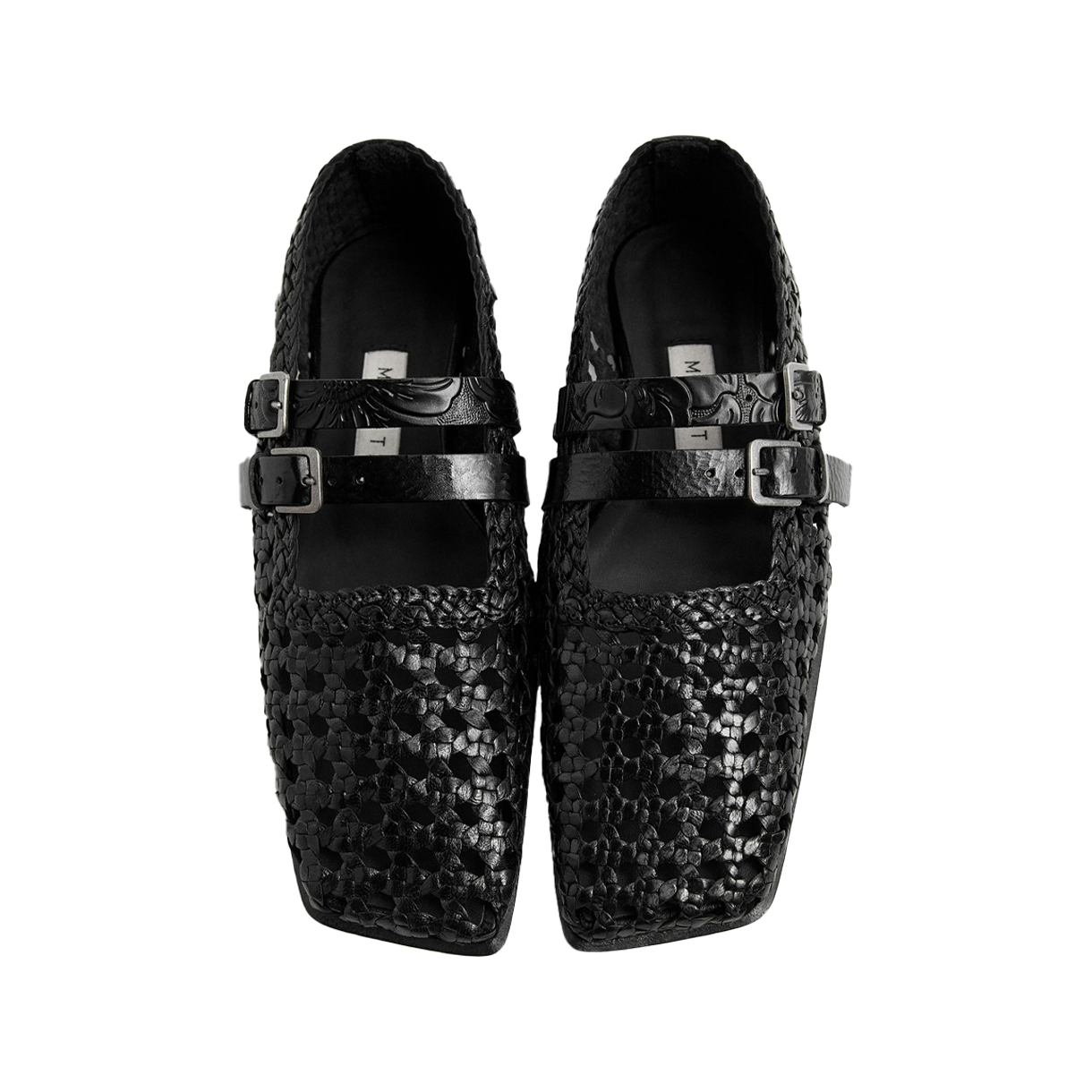 미스타 우먼 키란 우븐 레더 스트래피 발레리나 블랙 - 26SS(Miista Women Kiran Woven Leather Strappy Ballerinas Black - 26SS) - 3