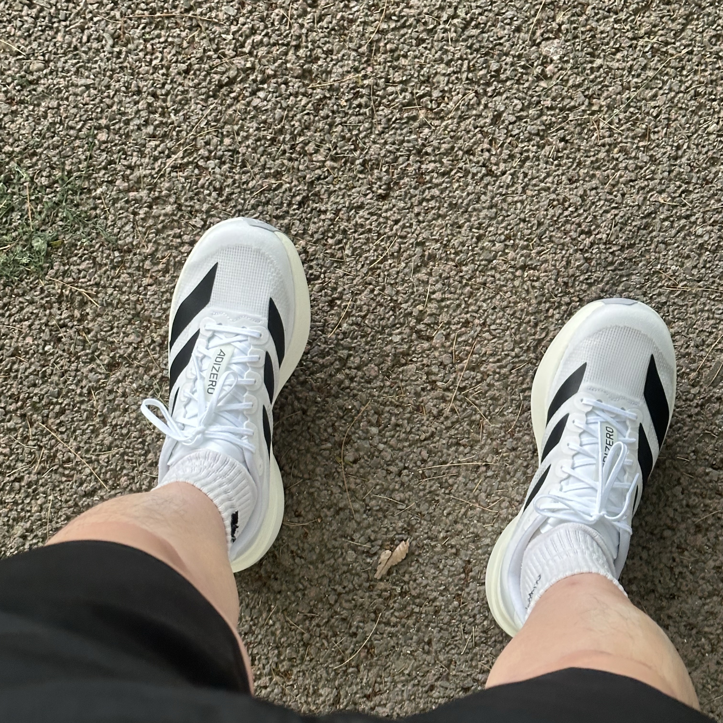 Adidas Adizero EVO SL Cloud White Core Black 착용 스타일