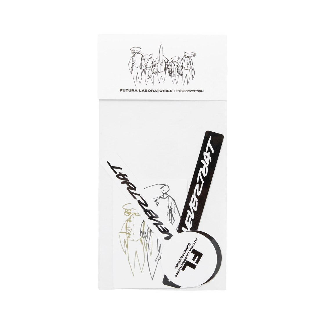 디스이즈네버댓 x 퓨추라 래버러토리 스티커 화이트 블랙(thisisneverthat x Futura Laboratories Sticker White Black)