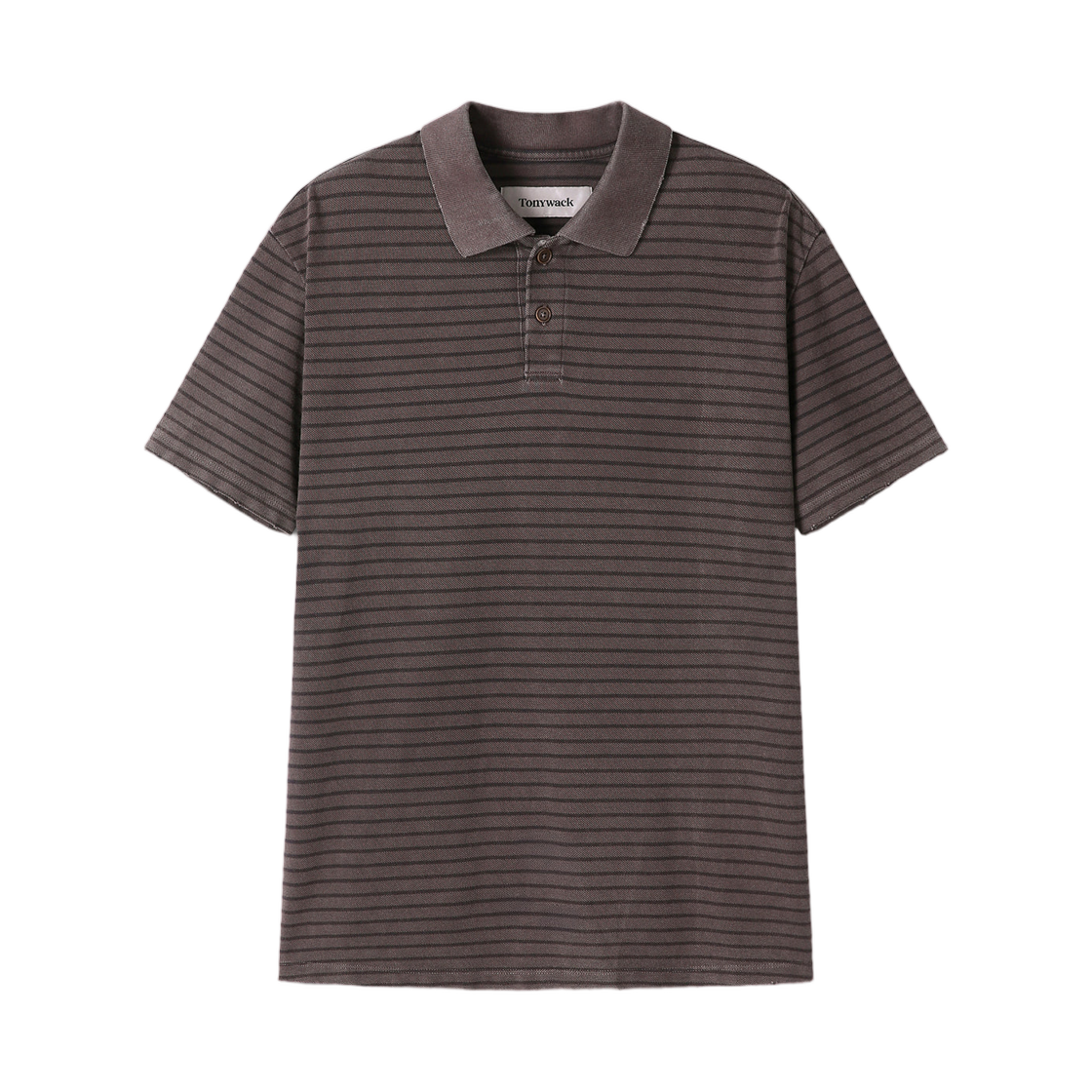 토니웩 가먼트 다이드 스트라이프 피케 폴로 페이디드 브라운(Tonywack Garment Dyed Stripe Pique Polo Faded Brown)