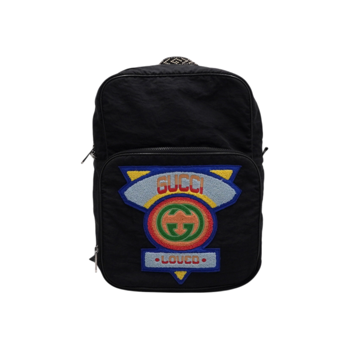 IT3W43W3OVDO Gucci 536724 GG Logo Interlocking Embroidered Black Fabric Unisex Backpack