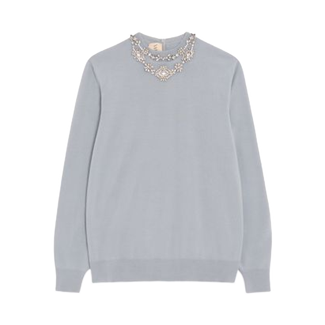 (W) 발렌티노 자수 울 점퍼 그레이((W) Valentino Embroidered Wool Jumper Grey)