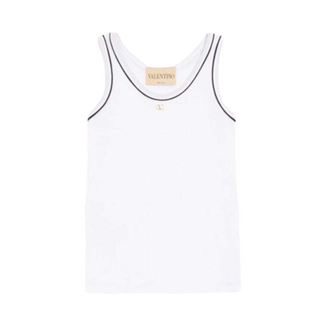 BMC02QAA5A01 (W) Valentino Cotton Jersey Top White Black