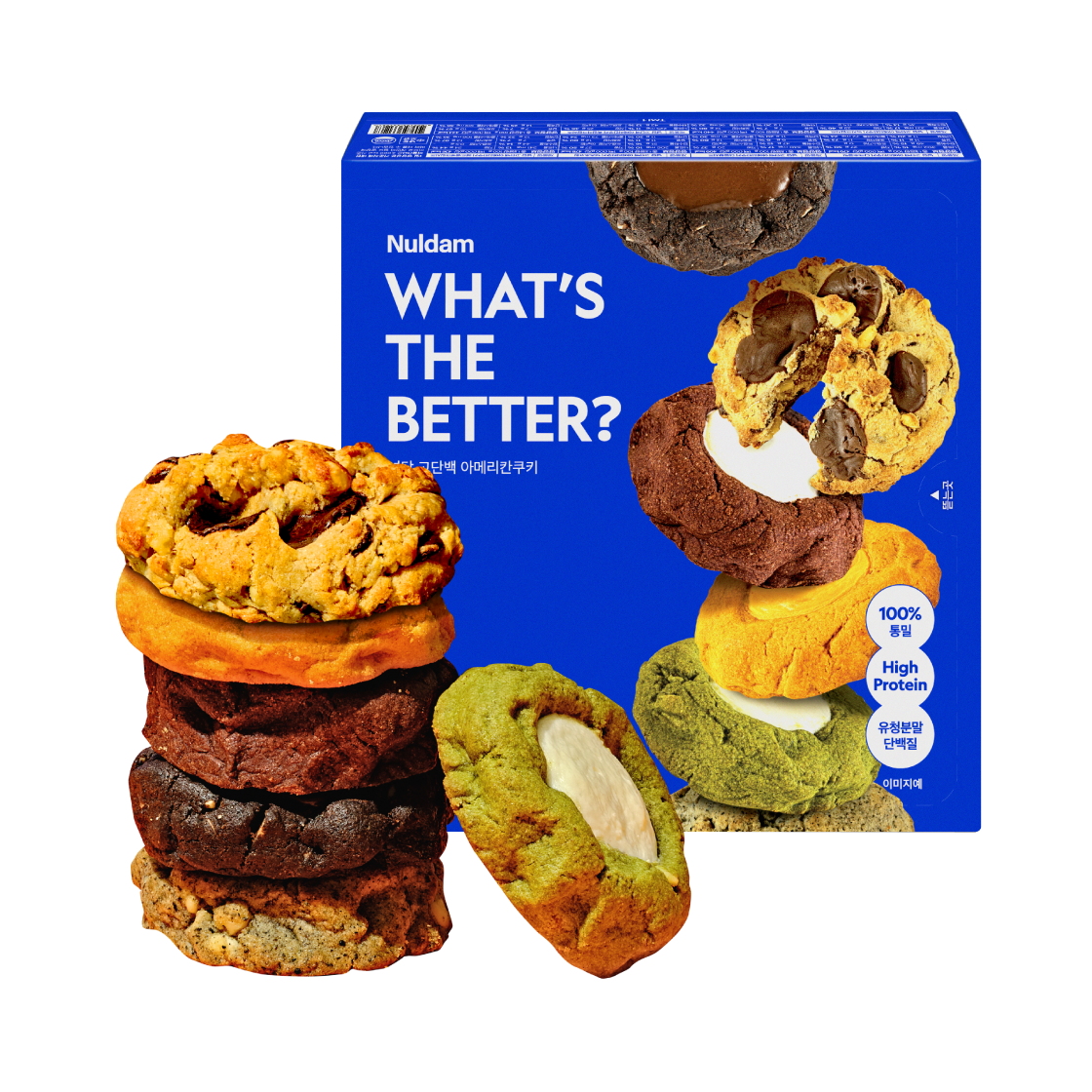 널담 고단백 저당 통밀 아메리칸 쿠키 6개 1박스 (6가지맛, 개당 100g)(Nuldam Healthy Whole Wheat American Cookie Collection (6 pcs))