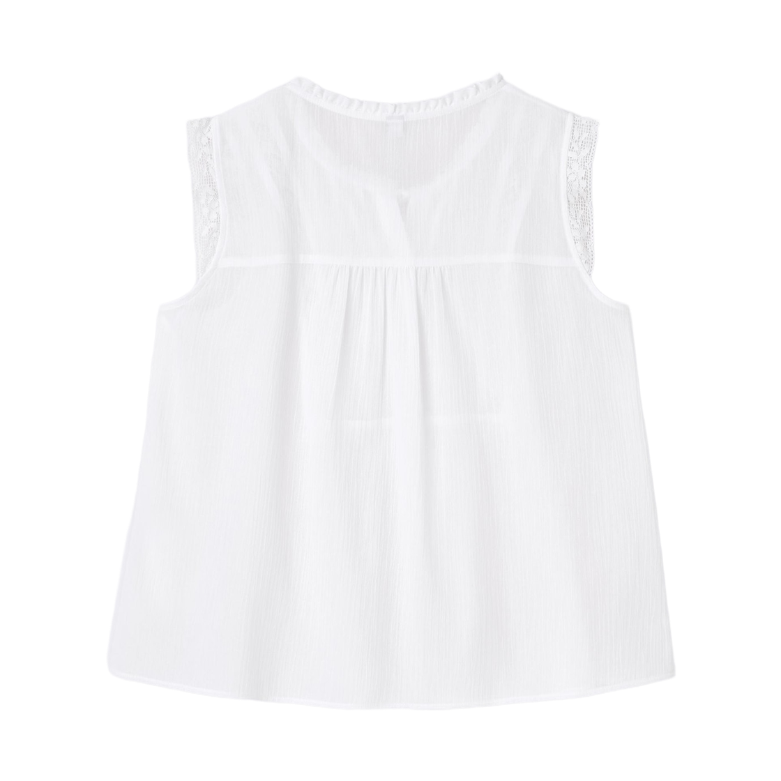 (W) GU 슬리브리스 레이스 블라우스 오프 화이트((W) GU Sleeveless Lace Blouse Off White) - 2