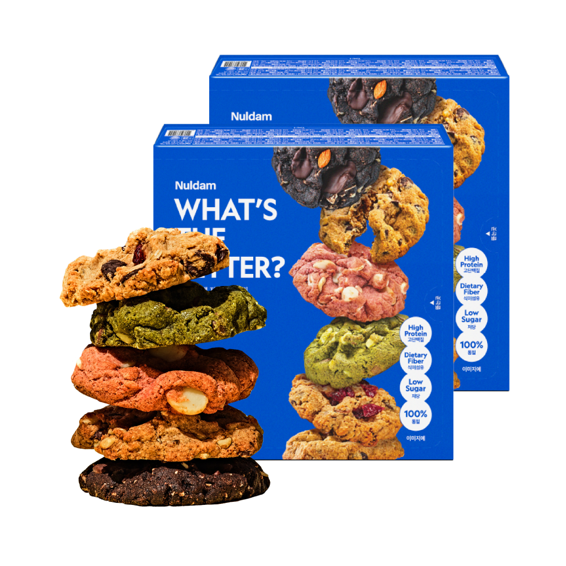널담 고단백 저당 통밀 르뱅 쿠키 6개 2박스 (6가지맛, 개당 50g)(Nuldam Guilt-Free Whole Wheat Levain Cookie Collection (12 pcs))