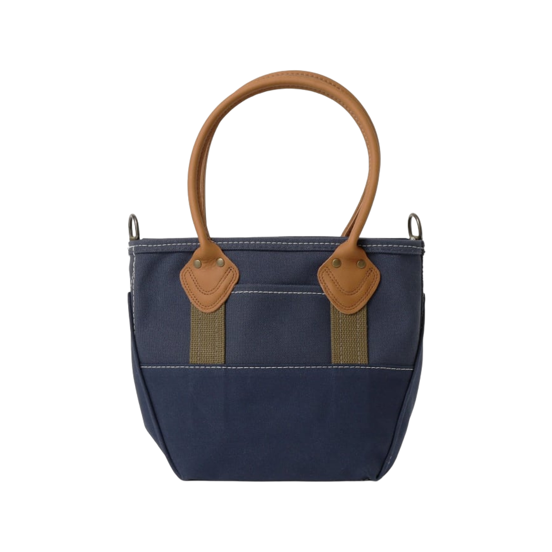 빔즈 보이 x 엘엘빈 딥 버튼 레더 핸들 집 토트백 S 네이비(Beams Boy x L.L.Bean Deep Bottom Leather Handle Zip Tote Bag S Navy)