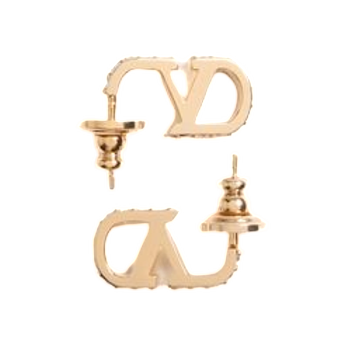 WJ0CD4YCW9MN Valentino Vlogo Signature Metal and Swarovski Crystal Earrings Gold Crystal