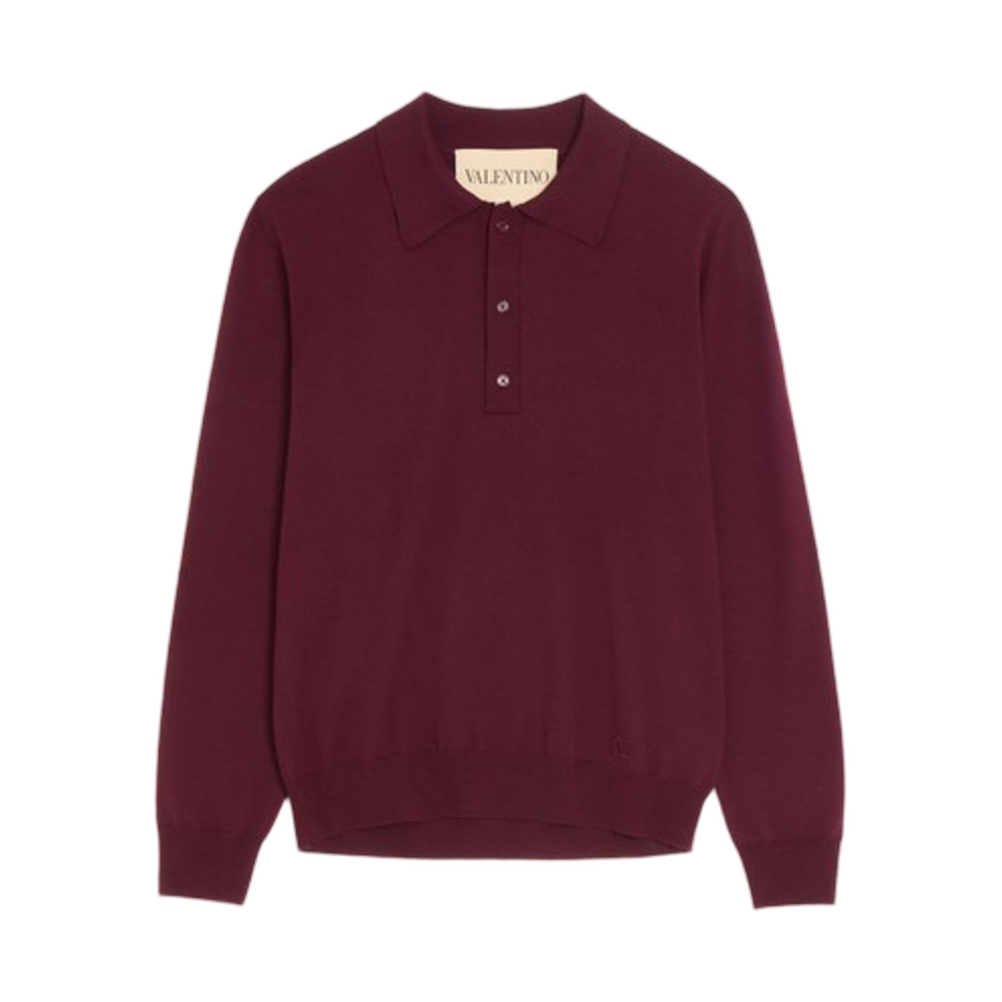 VKP04UBH9697 Valentino Wool Polo with Vlogo Embroidery Maroon