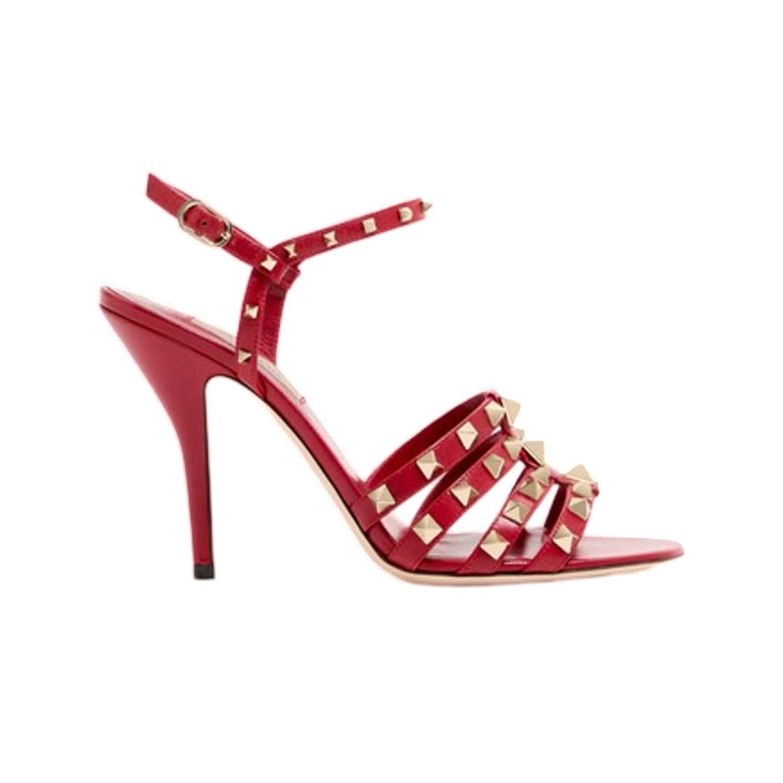 WS0PV5JDWBGN (W) Valentino Rockstud Kidskin Sandal 100mm Red