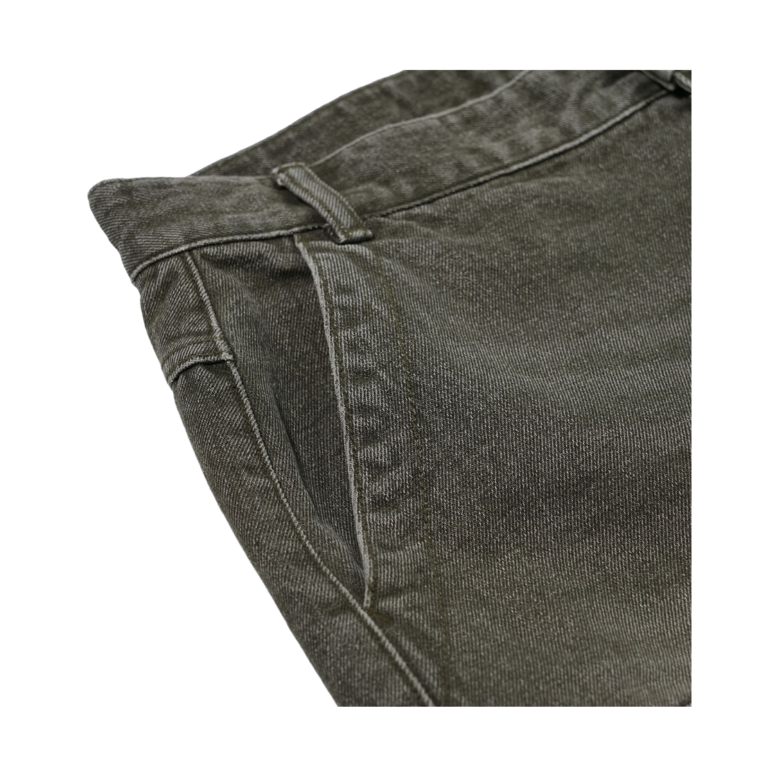 비에스래빗 데미지드 데님 숏팬츠 올리브(Bsrabbit Damaged Denim Shorts Olive) - 4