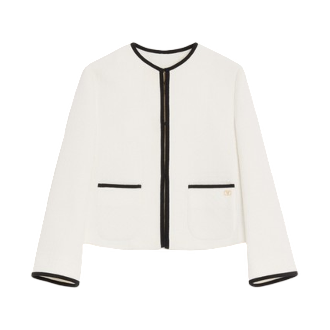 (W) 발렌티노 카네스트렐로 코튼 트위드 자켓 라떼 블랙((W) Valentino Canestrello Cotton Tweed Jacket Latte Black) - 1