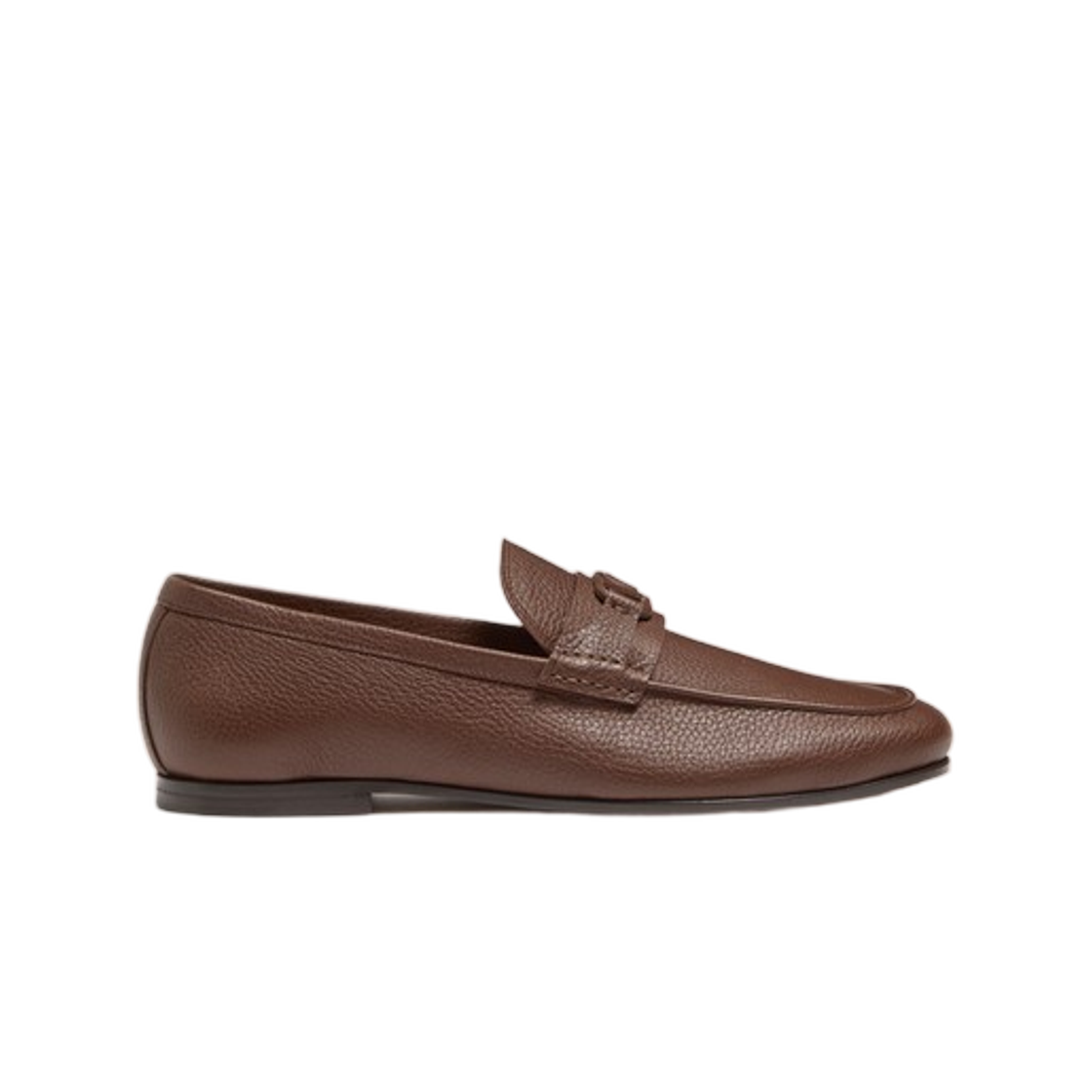YS0O03AKLBZV Valentino Vlogo Signature Deer Leather Loafer Brown