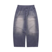 Bsrabbit Barrel-Leg Vintage-Washed Denim Pants Ash Purple