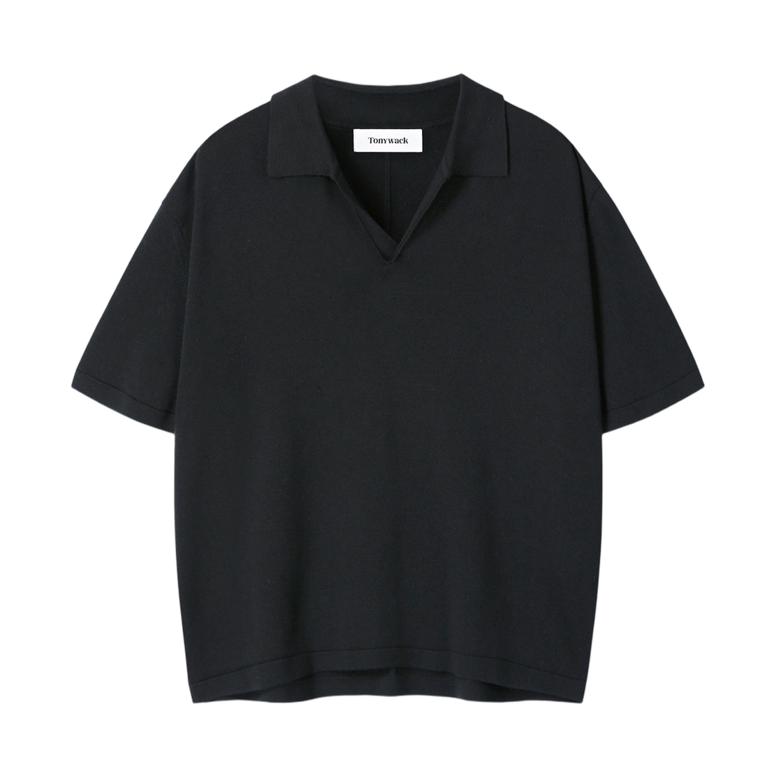 토니웩 실크 캐시미어 오픈 칼라 니트 블랙(Tonywack Silk Cashmere Open Collar Knit Black) - 1