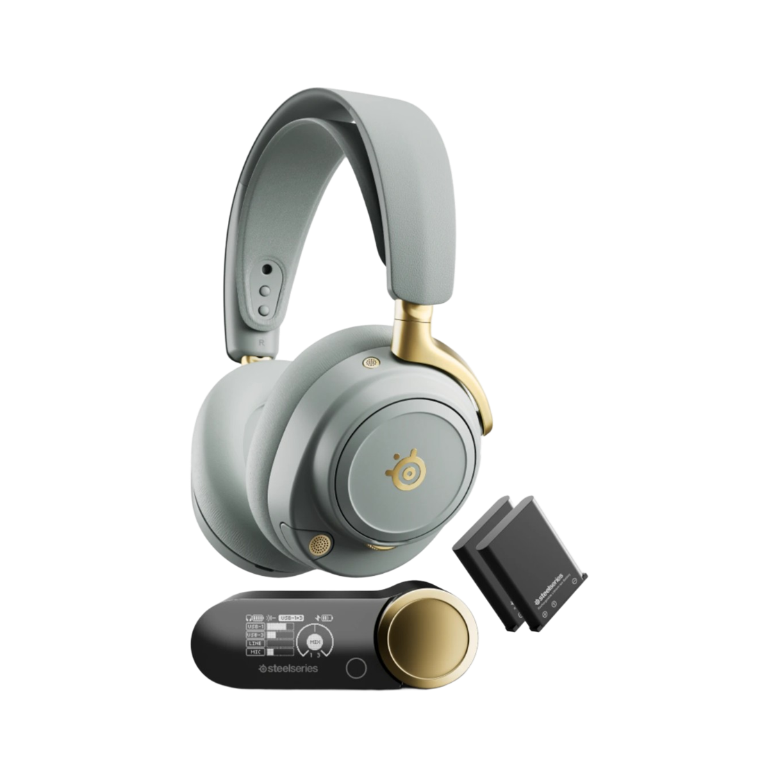 스틸시리즈 아크티스 노바 엘리트 세이지 골드 (국내 정식 발매 제품)(Steelseries Arctis Nova Elite Sage Gold (Korean Ver.))