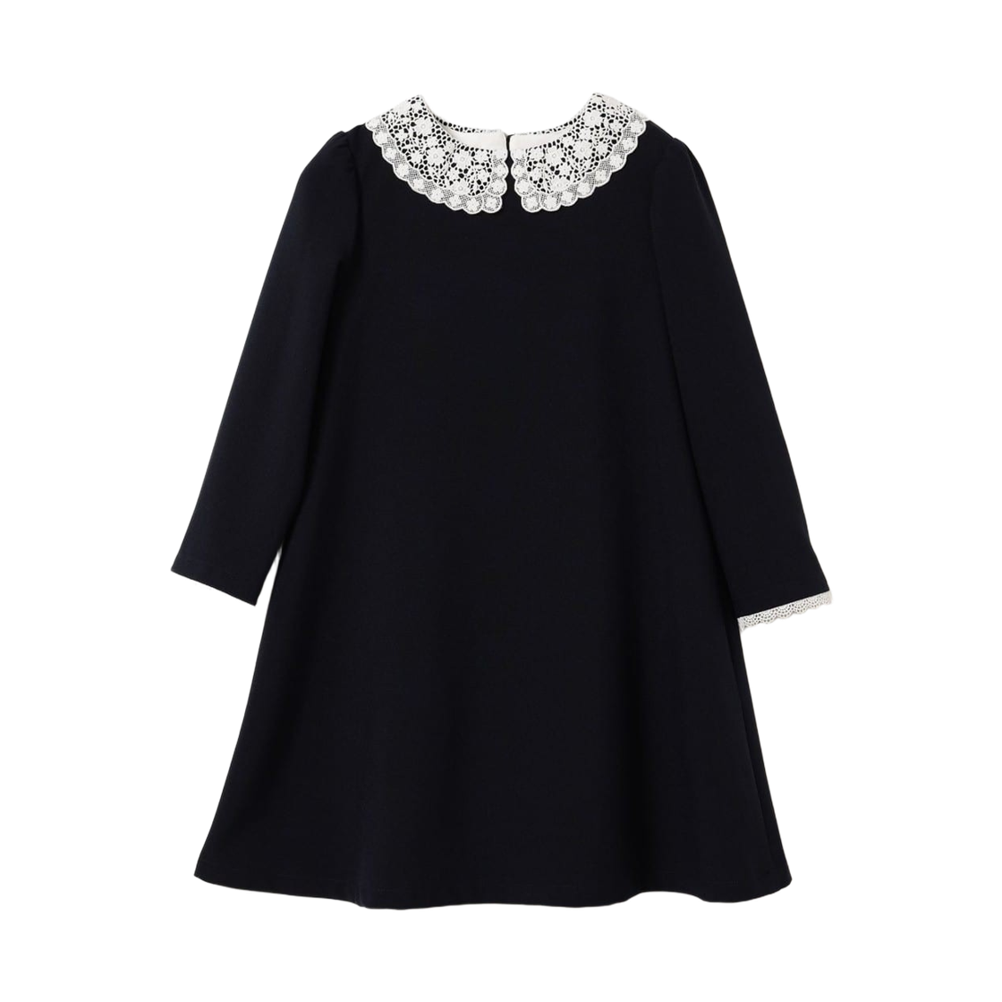 (키즈) 빔즈 미니 세레모니 레이스 칼라 드레스 네이비((Kids) Beams Mini Ceremony Lace Collar Dress Navy) - 1