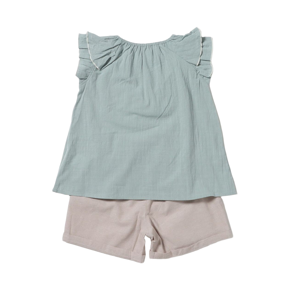 (키즈) 빔즈 미니 자수 프릴 풀오버 세트 그레이시 블루((Kids) Beams Mini Embroidered Frill Pullover Set Greyish Blue) - 2