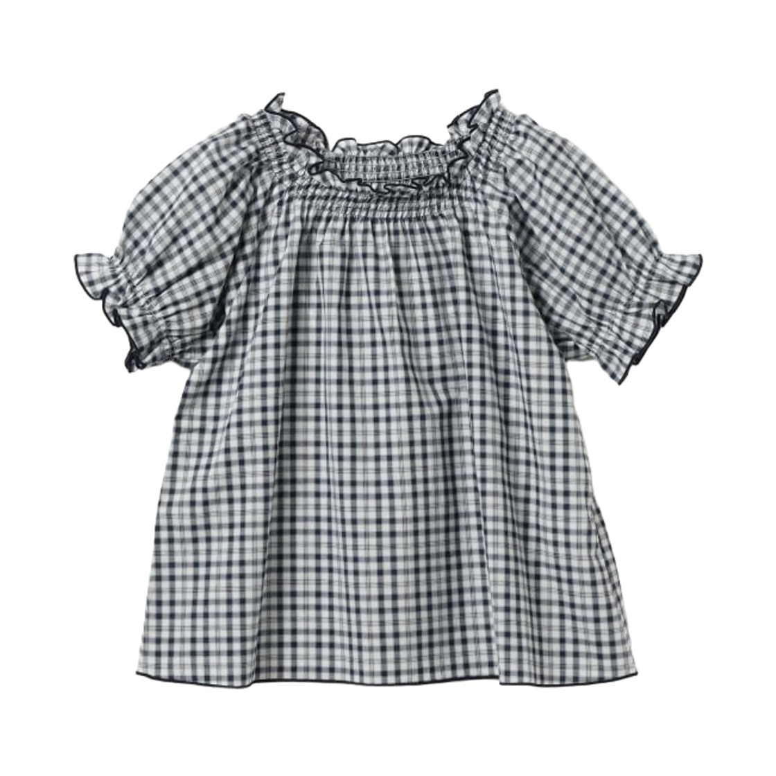 (키즈) 빔즈 미니 체크 블라우스 네이비 체크((Kids) Beams Mini Check Blous Navy Check) - 1
