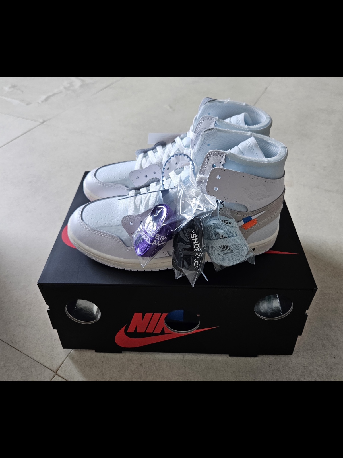 Jordan 1 x Virgil Abloh Archive Retro High Alaska White 착용 스타일 - 1
