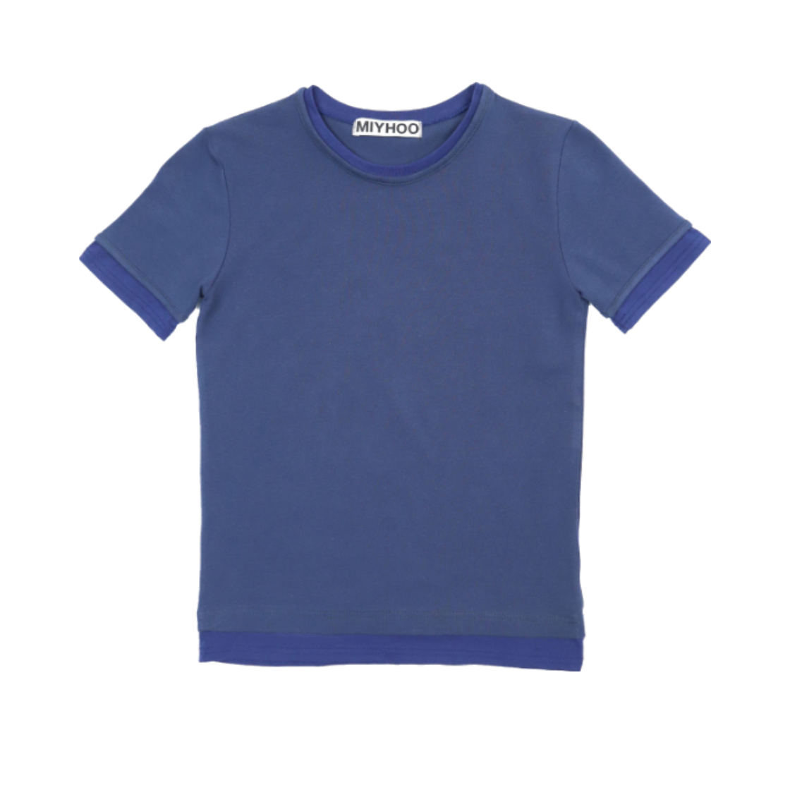 미와이후 투톤 레이어드 슬림 티셔츠 네이비 – 딥 네이비(Miyhoo Two-Tone Layered Slim T-Shirt Navy – Deep Navy) - 1