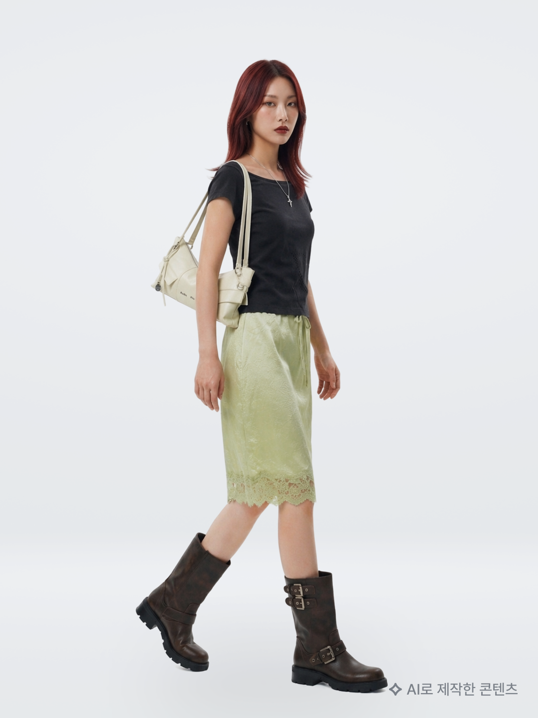 (W) Glowny Polly Lace Long Sleeve Baby Blue, (W) Adidas Lace Trim 3-Stripes Shorts Black - KR Sizing 착용 스타일 - 3