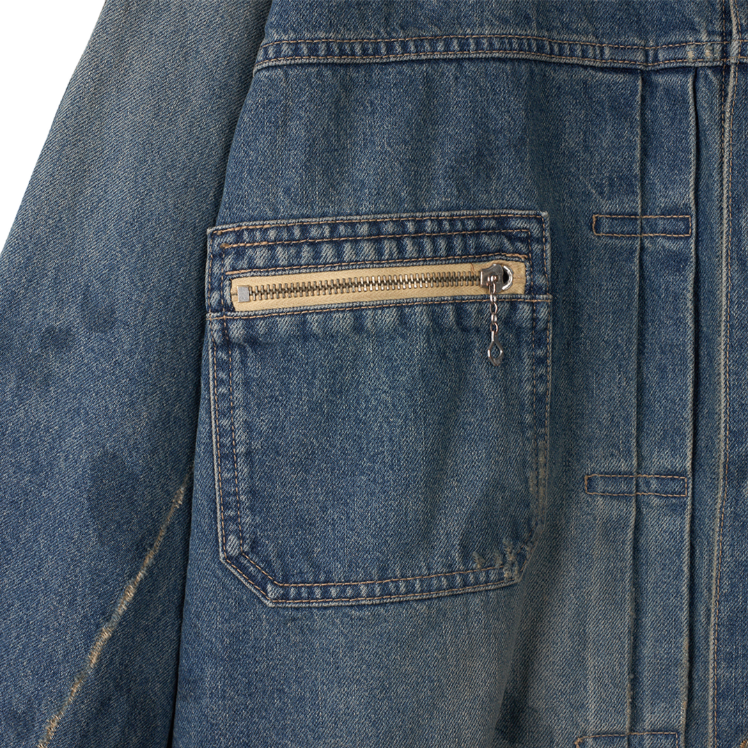 다이리쿠 80 이어 데미지 데님 자켓 인디고 - 26SS(Dairiku 80 Year Damage Denim Jacket Indigo - 26SS) - 4
