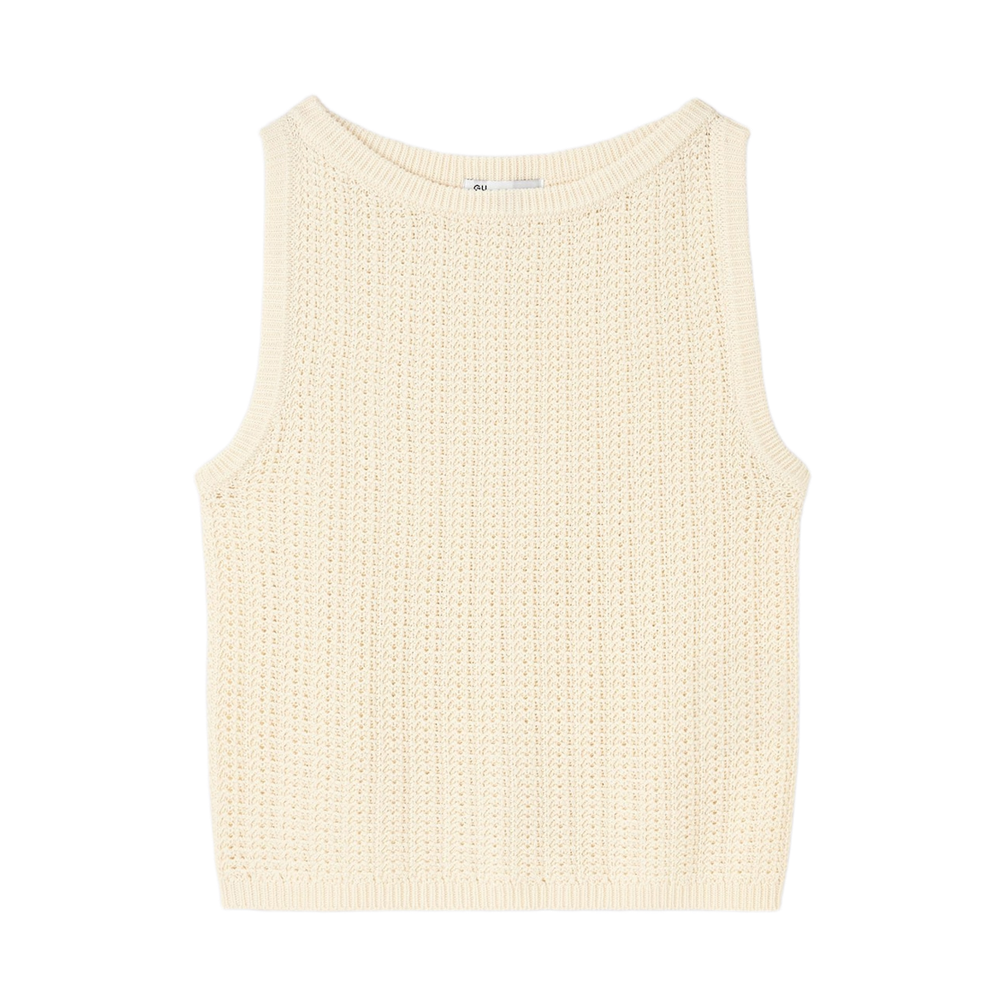 (W) GU 보트 넥 니트 탱크탑 내츄럴((W) GU Boat Neck Knitted Tank Top Natural)
