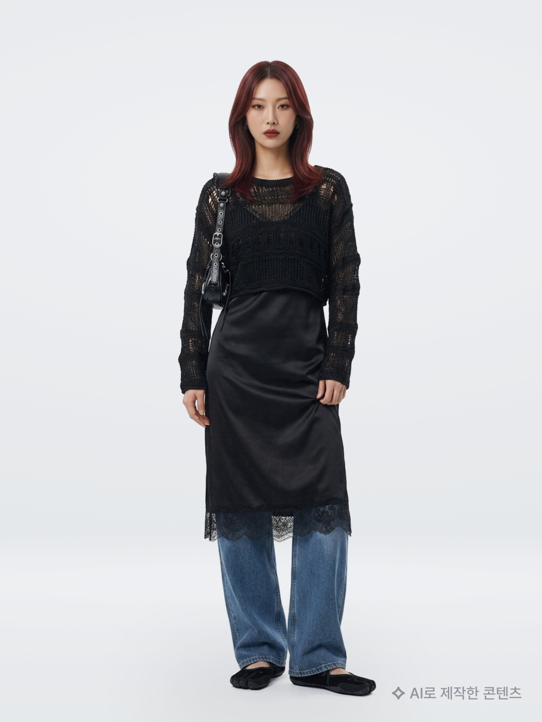 (W) Glowny Polly Lace Long Sleeve Baby Blue, (W) Adidas Lace Trim 3-Stripes Shorts Black - KR Sizing 착용 스타일 - 8