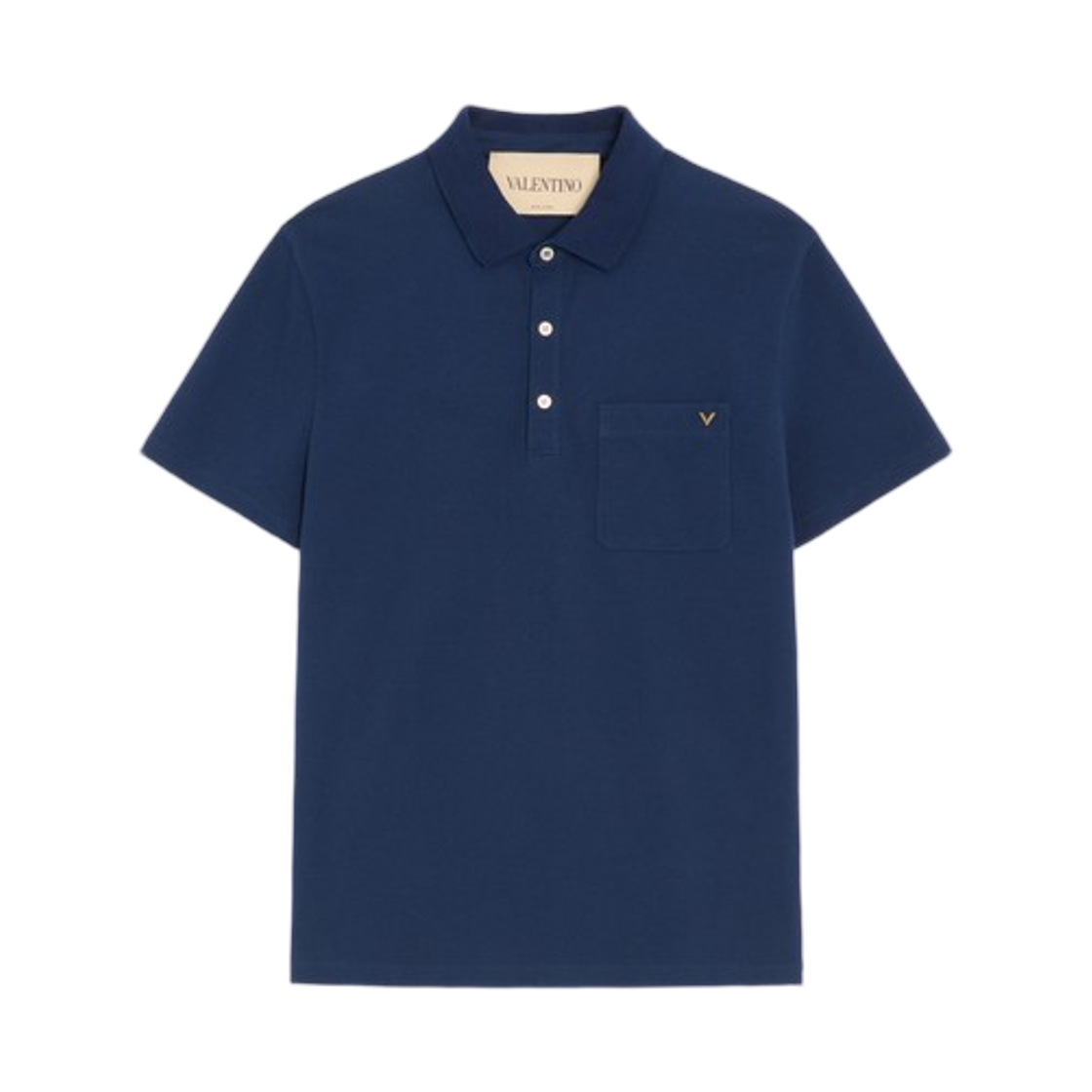 발렌티노 폴로 셔츠 코튼 피케 V골드 블루(Valentino Polo Shirt in Cotton Piquet with Vgold Blue)