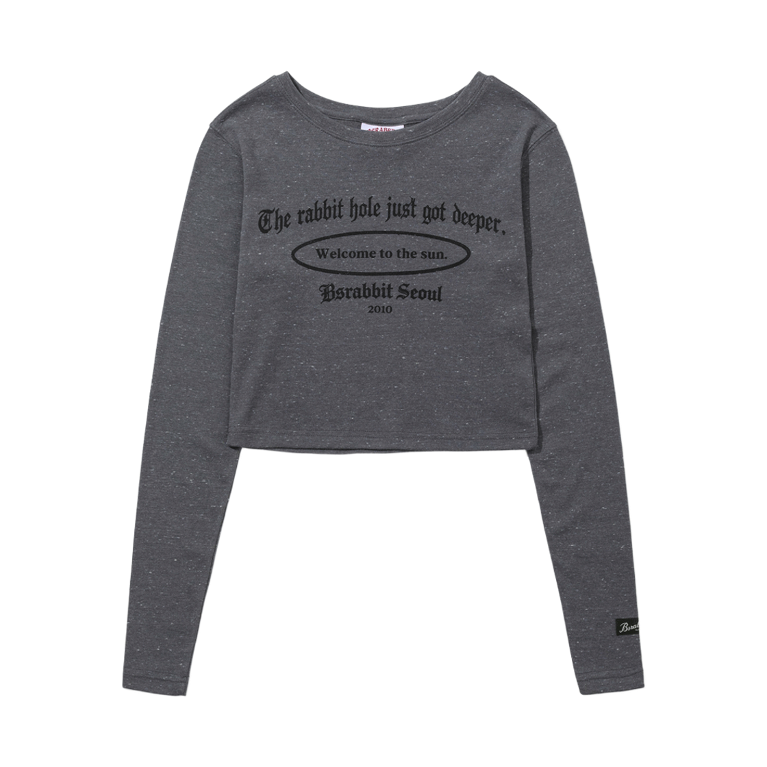 BSR26SSWT002 Bsrabbit Rabbit Hole Logo Women's Crop Long Sleeve Light Charcoal