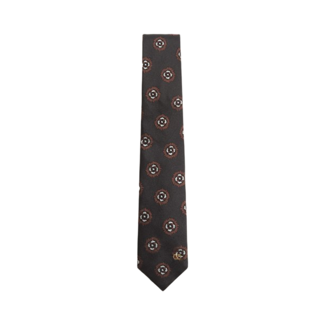YEV195YQS2AV Valentino Valentie Silk Jacquard Tie with Geometric Pattern Black Multicolour