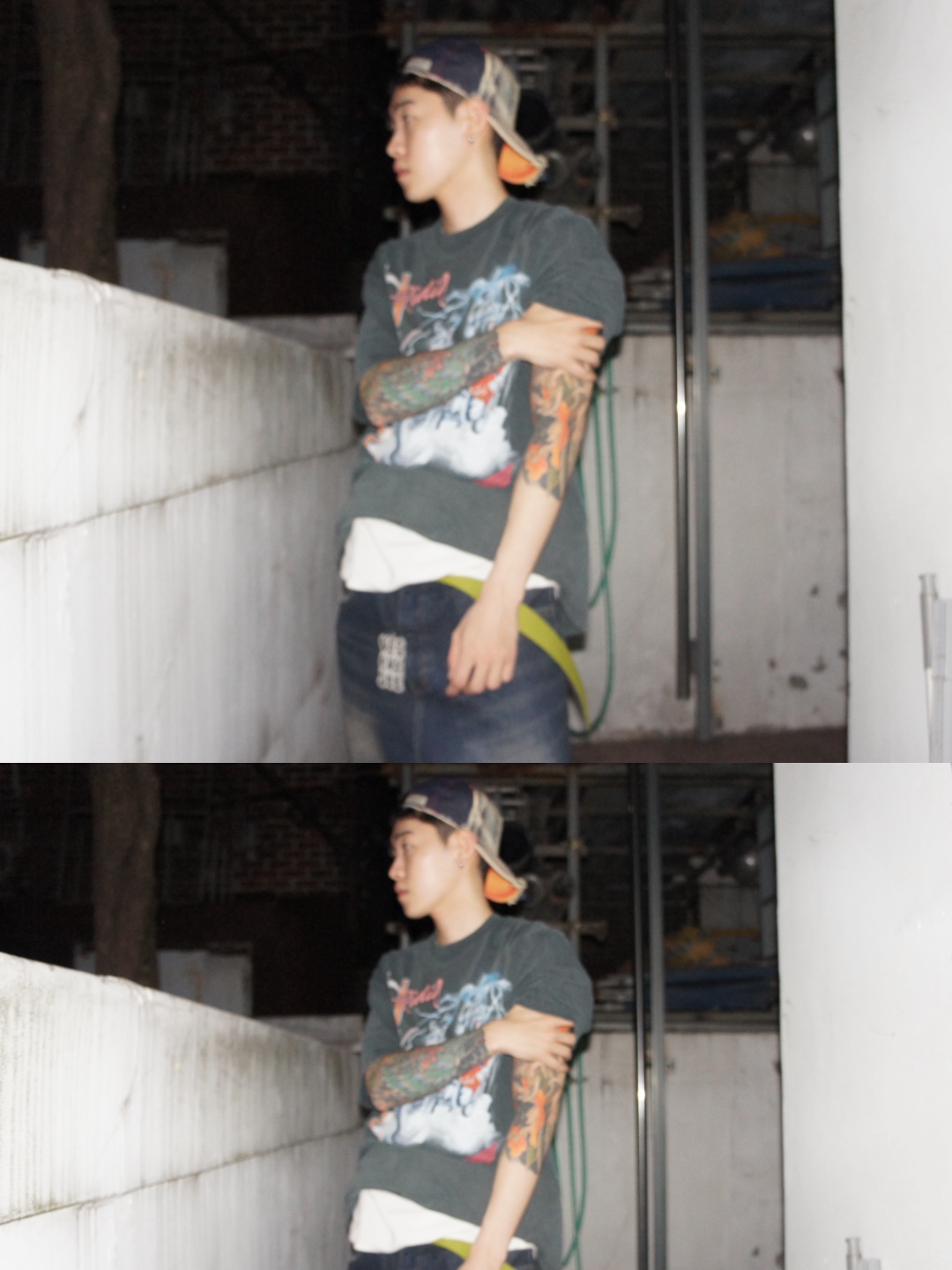 Honda Lighting Hunter Cub Short Sleeve Charcoal, Suade Brush Washed Denim Navy 착용 스타일 - 2