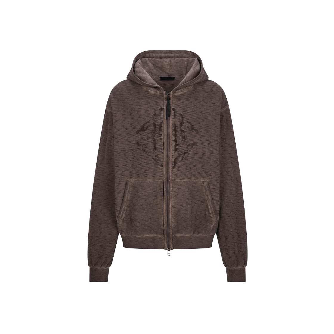 엔드릭스 서페이스 슬럽 다이드 익스포즈드 집업 후디 브라운(EDLIX Surface Slub Dyed Exposed-Zip Up Hoodie Brown)