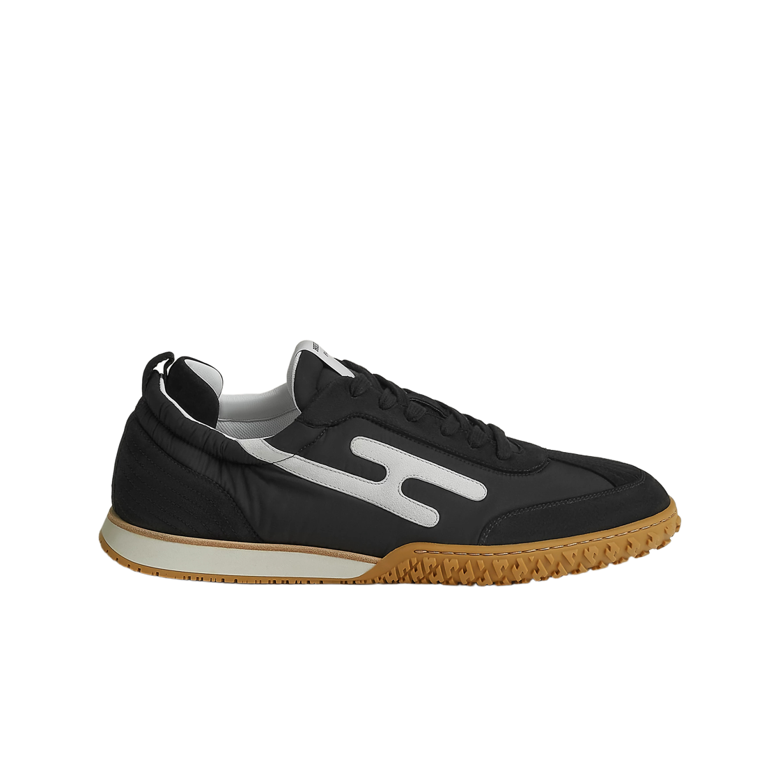 H261807ZH01 Hermes Jet Sneakers Parachute Fabric Suede Goatskin & Noir Blanc