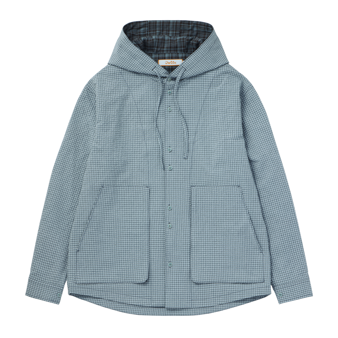 꼬떼 시어서커 체크 후디 셔츠 블루(COTTE Seersucker Check Hoodie Shirts Blue) - 1