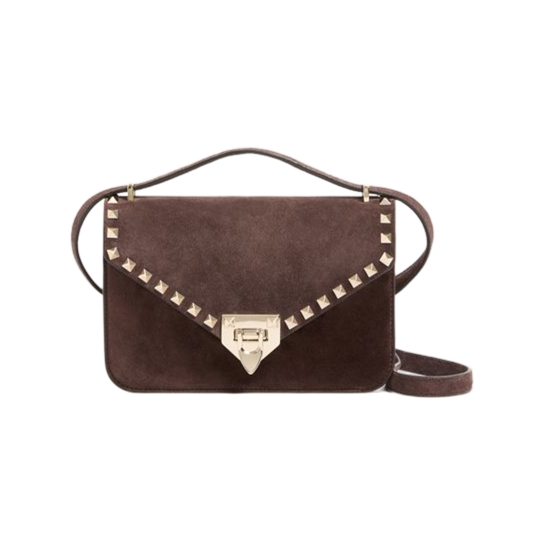 WB0T76KQQ0TO Valentino Garavani Rockstud Small Shoulder Bag in Suede Ebony