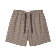 Tonywack Striped Cotton Lounge Shorts Olive Brown